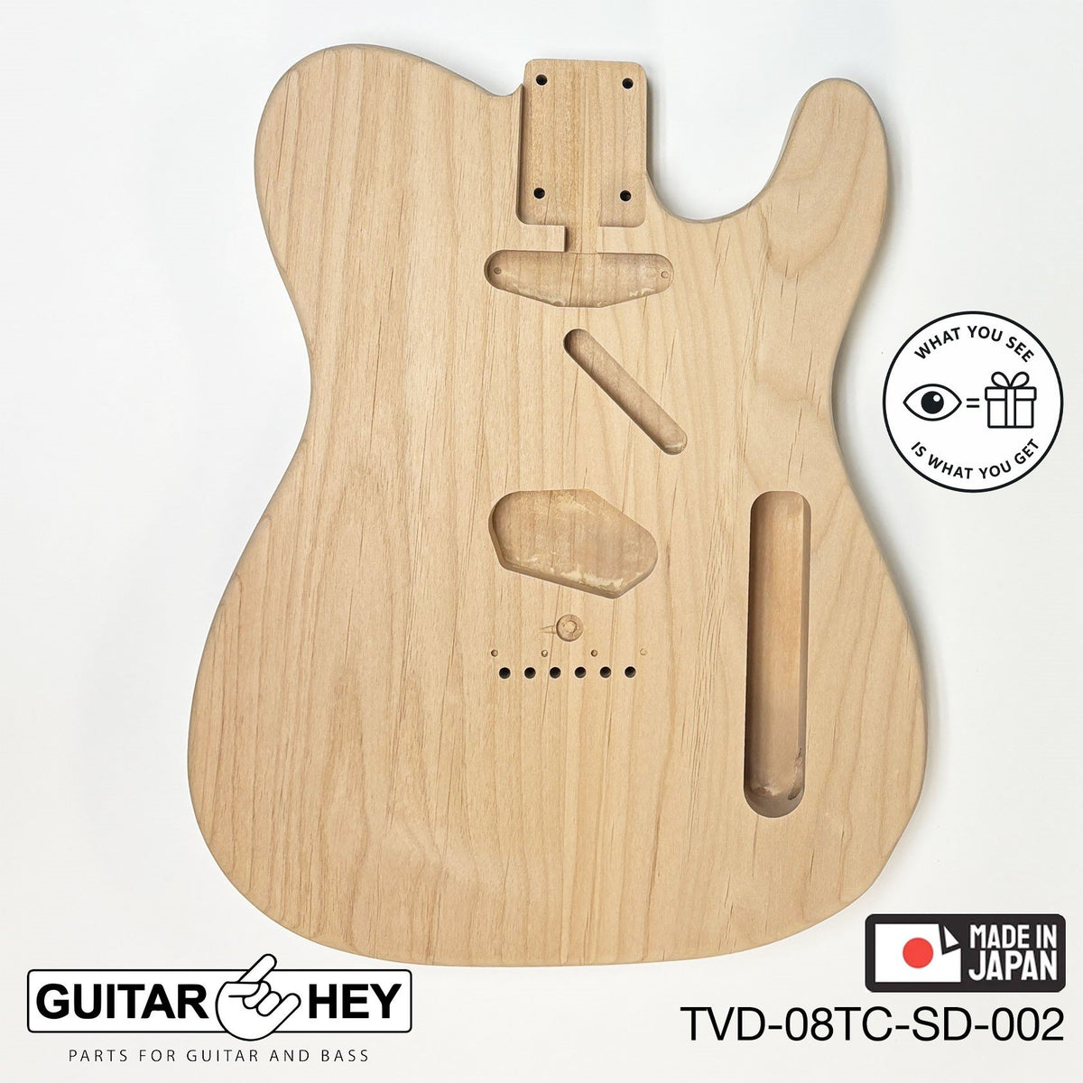 NEW Hosco JAPAN Unfinished Telecaster 62's Style Body, 2-piece - SANDED #002