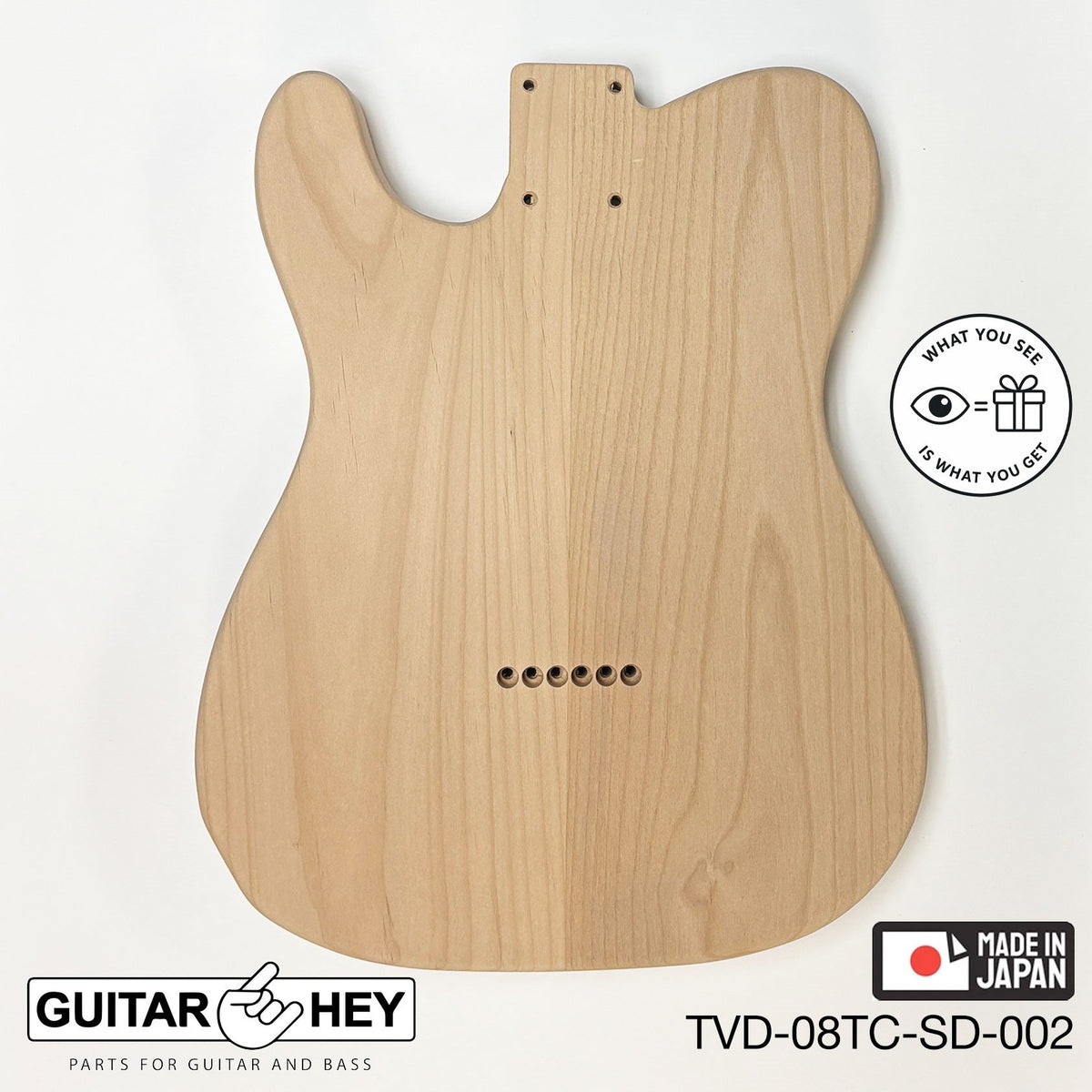 NEW Hosco JAPAN Unfinished Telecaster 62's Style Body, 2-piece - SANDED #002
