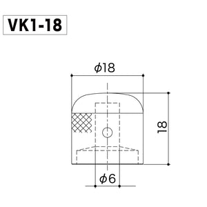 NEW (1) Gotoh VK1-18 - Control Knob DOME - Bass, Guitar, 6mm ID - METAL - BLACK