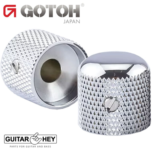 NEW (2) Gotoh VK1-19 - Control Knob - DOME - Bass Guitar 6mm hole METAL - CHROME