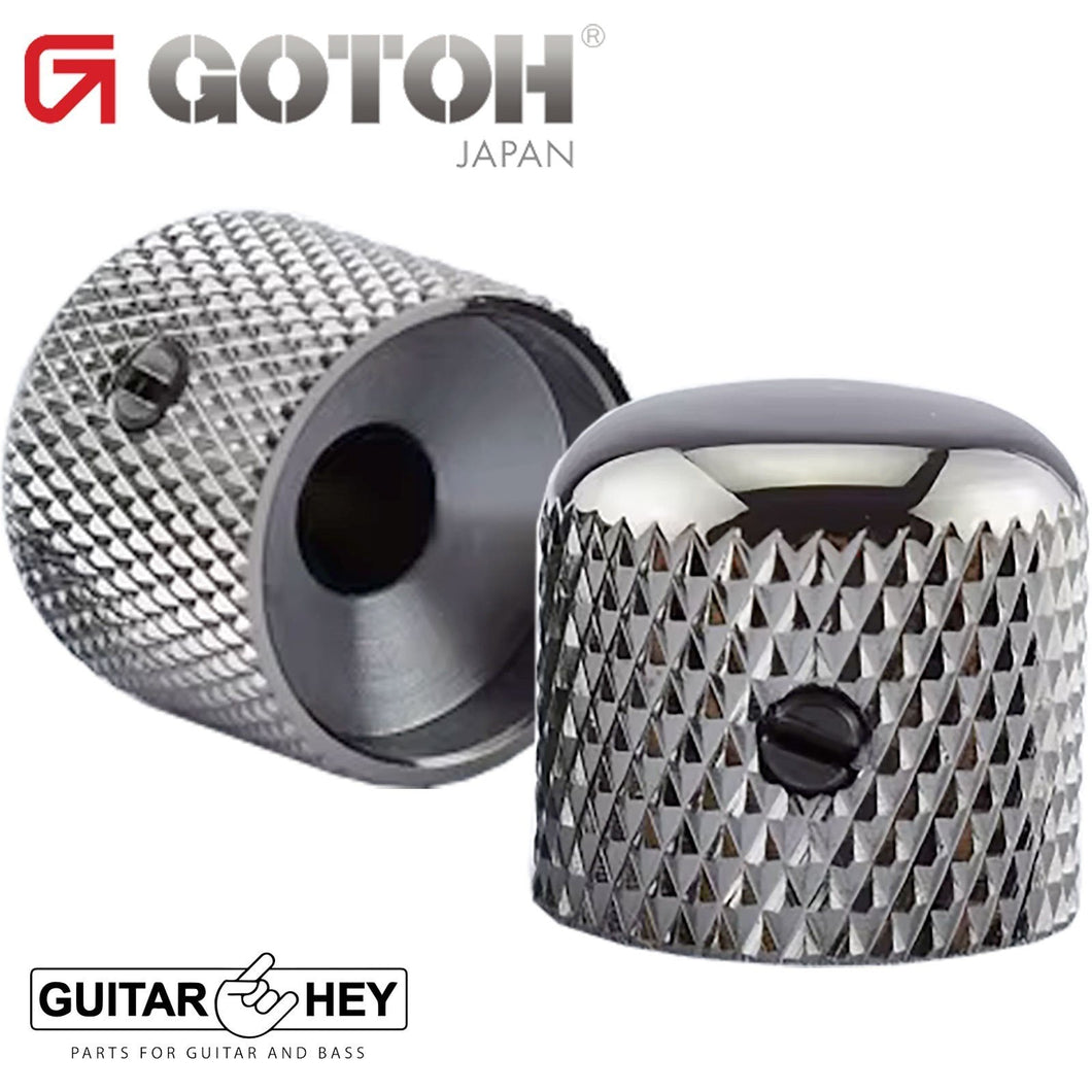 NEW (2) Gotoh VK1-19 Control Knob DOME Bass Guitar 6mm hole, METAL - COSMO BLACK
