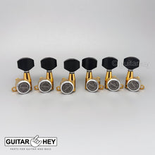 Load image into Gallery viewer, NEW Gotoh SG360-EN07 MGT Locking Tuners L3+R3 w/ Small EBONY Buttons 3x3 - GOLD