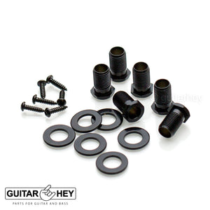 NEW Hipshot Classic Open-Gear STAGGERED Tuners 6 in line KNURLED Buttons - BLACK