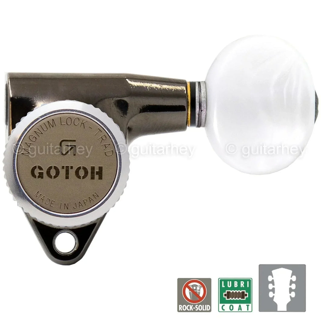 NEW Gotoh SG301-05P1 MGT Locking Keys w/ OVAL Buttons Pearloid 3x3 - COSMO BLACK