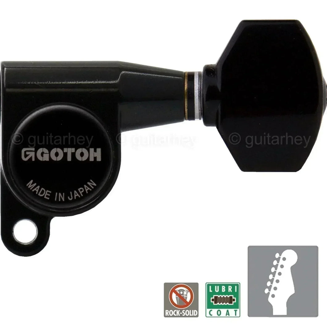 NEW Gotoh SG360-07 Set 6 In-Line Schaller Style Mini Tuners, Tuning Keys - BLACK