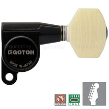 Load image into Gallery viewer, NEW Gotoh SG360-M07 Set 6 In-Line Tuning MINI Tuners w/ IVORY Buttons - BLACK