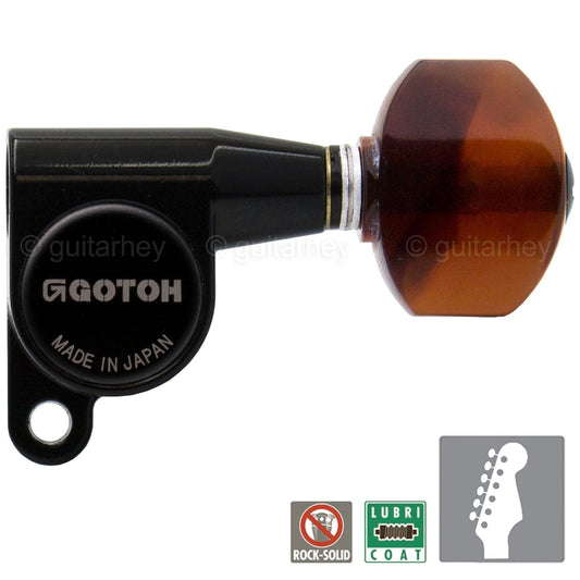 NEW Gotoh SG360 Set 6 In-Line Schaller Style TORTOISE BUTTONS Mini Tuning BLACK