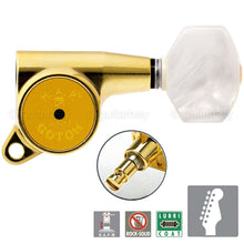 Load image into Gallery viewer, NEW Gotoh SG381 HAPM Set 6 in line Tuners PEARLOID Adjustable Post Height - GOLD