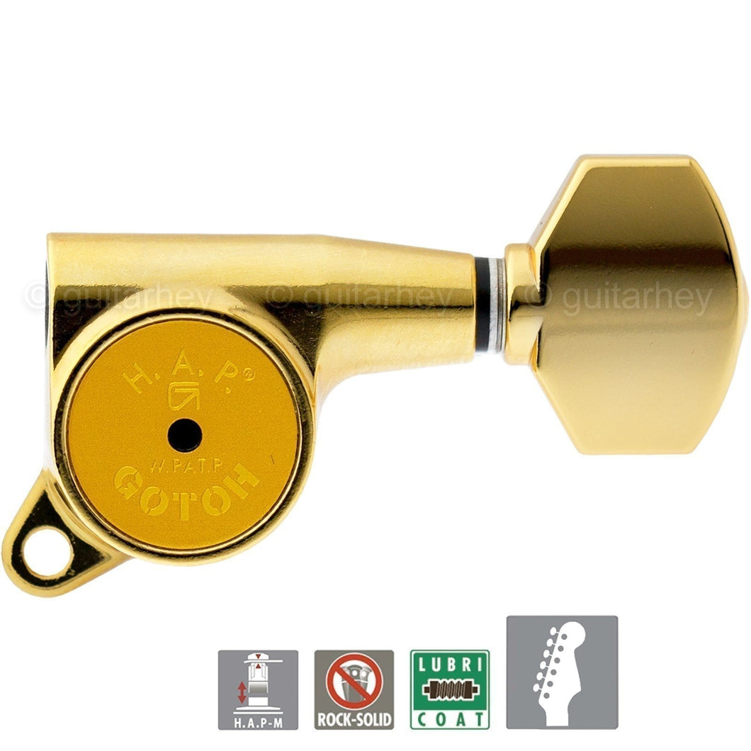 NEW Gotoh SG381-07 HAPM 6 in line Adjustable Height Magnum Locking Tuners - GOLD