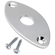 Load image into Gallery viewer, NEW Gotoh JCB-2 Oval Curved Footbal Style Jack Plate for Guitar - CHROME
