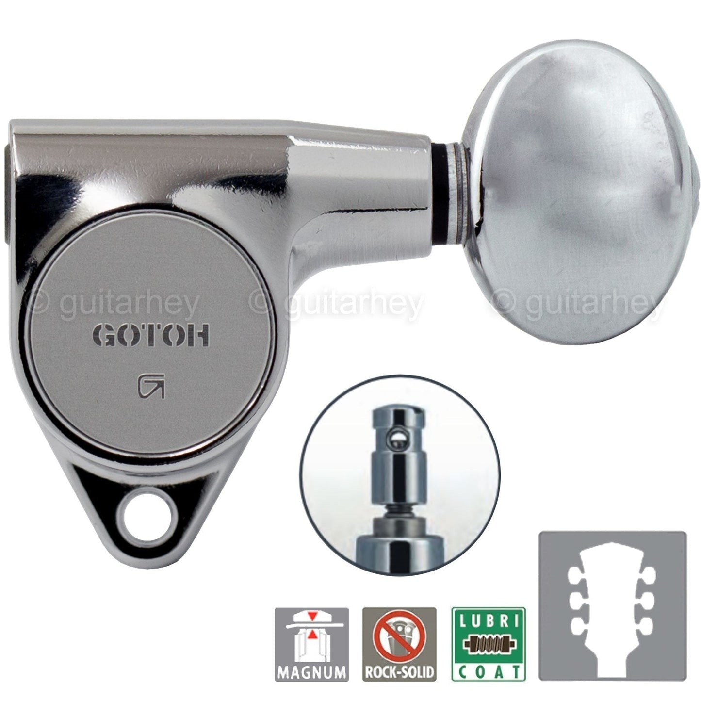 NEW Gotoh SG301-05 MG Small Buttons MAGNUM LOCKING Set w/ screws 3x3 - CHROME