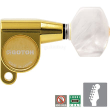 Carregar imagem no visualizador da galeria, NEW Gotoh SG360 Set 6 In-Line Schaller Style Mini Tuners PEARLOID Buttons - GOLD