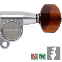 Carregar imagem no visualizador da galeria, NEW Gotoh SG360 Mini 6 In-Line Schaller Style Tuning TORTOISE buttons - CHROME