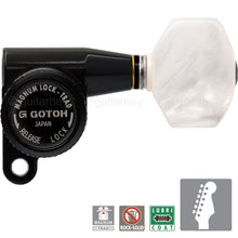 Load image into Gallery viewer, NEW Gotoh SG360-P7 MGTB Locking Tuners Set 6 in line w/ PEARL Buttons - BLACK