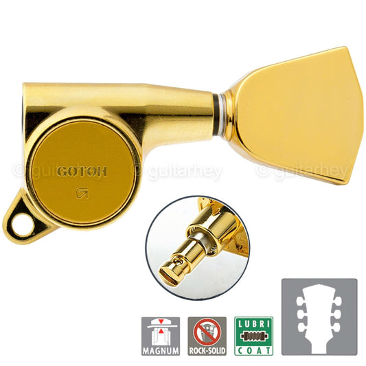 NEW Gotoh SG381-04 MG L3+R3 Keystone Buttons Locking Tuning Keys - 3x3 - GOLD