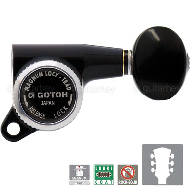 NEW Gotoh SG381-05 MGT Locking Tuners Keys w/ SMALL OVAL Buttons Set 3x3 - BLACK