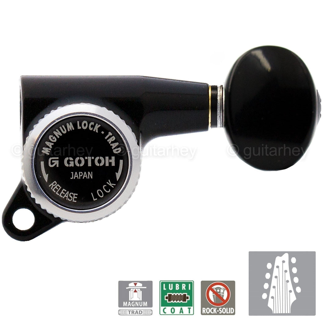 NEW Gotoh SG381-05 MGT 8-String Set Locking Tuners Small Oval Buttons 4x4, BLACK