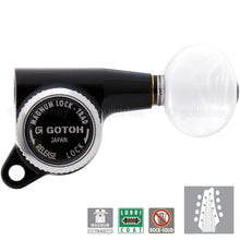 Load image into Gallery viewer, NEW Gotoh SG381-05P1 MGT Locking Tuners Pearl Buttons 8-String Set 4x4 - BLACK