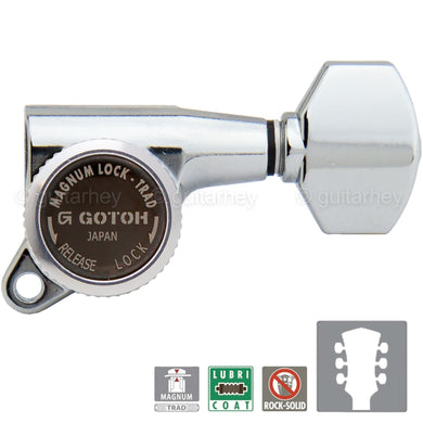 NEW Gotoh SG381-07 MGT LOCKING Tuners L3+R3 SMALL Buttons Keys Set 3x3 - CHROME