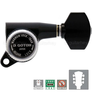 NEW Gotoh SG381-07 MGT L3+R3 Set Magnum Locking TRAD Tuners Keys 3x3 BK - BLACK