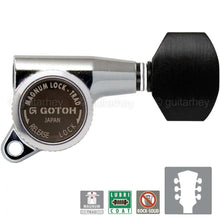 Load image into Gallery viewer, NEW Gotoh SG381-EN07 MGT Locking Tuners L3+R3 Small EBONY Buttons 3x3 - CHROME