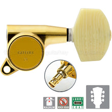 Load image into Gallery viewer, NEW Gotoh SG381-M01 MG Locking Tuners L3+R3 LARGE IVORY Buttons 3x3 - GOLD