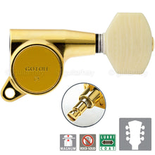 Carregar imagem no visualizador da galeria, NEW Gotoh SG381-M07 MG Locking Tuning Keys IVORY Style Buttons Set 3x3 - GOLD