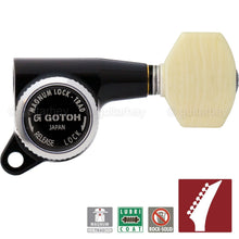 Load image into Gallery viewer, NEW Gotoh SG381-M07 MGT 7 in Line Locking Tuners Set NON-Staggered Ivory - BLACK