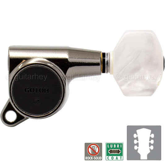 NEW Gotoh SG381 L3+R3 PEARLOID Buttons Tuning Keys 16:1 Ratio 3x3 - COSMO BLACK