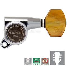 Load image into Gallery viewer, NEW Gotoh SG381-P8 MGT Locking Tuners L3+R3 SMALL AMBER Buttons 3x3 - CHROME