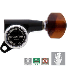 Load image into Gallery viewer, NEW Gotoh SG381 MGT Locking Tuners Tortoise Buttons 8-String Set 4x4 - BLACK