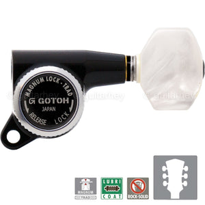 NEW Gotoh SG381-P7 MGT Locking Tuners L3+R3 w/ PEARLOID Buttons 3x3 - BLACK