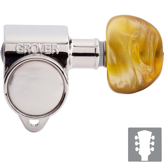 NEW Grover Rotomatic 3x3 Tuners w/ SMALL AMBER Keys Fits Gibson® 102CK - CHROME