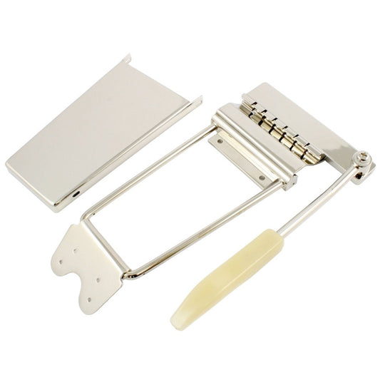 NEW Vibrola Long Gibson Style Vibrato Maestro Tailpiece With Arm & Cover, NICKEL