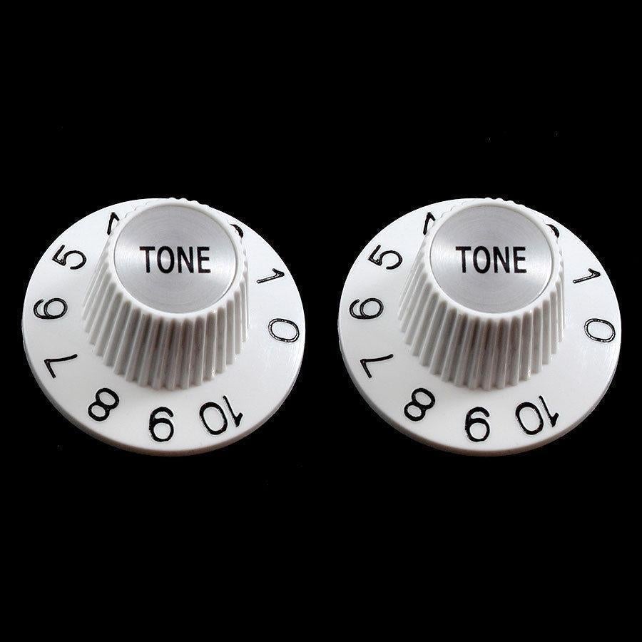 NEW (2) Witch Hat TONE Knobs For USA Split Shaft Pots Gibson Epiphone - WHITE