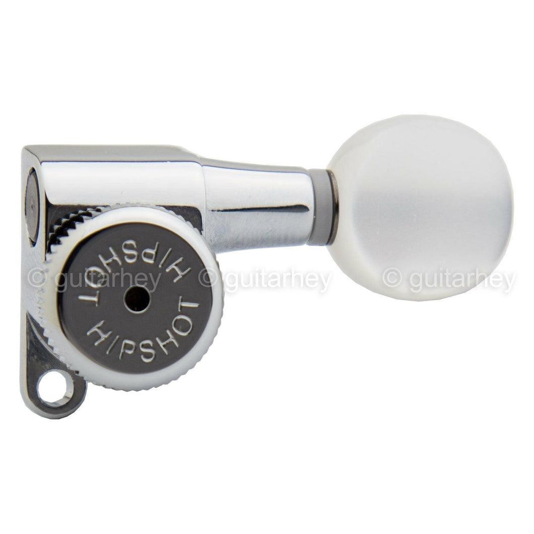 Hipshot 6-in-Line STAGGERED Schaller Mini M6 Style PEARLOID Buttons A05 - CHROME
