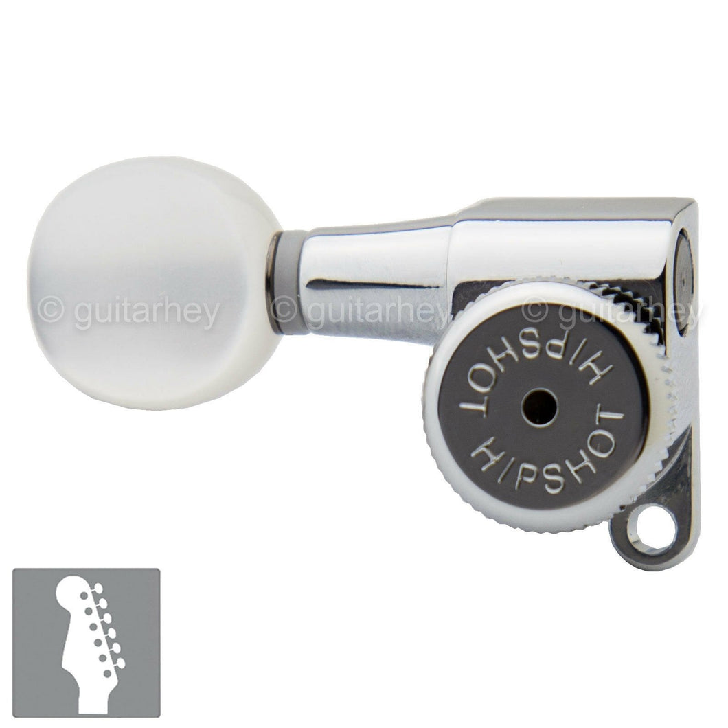 Hipshot 6-in-Line LEFT-HANDED Mini Locking OVAL PEARLOID Non-Staggered - CHROME