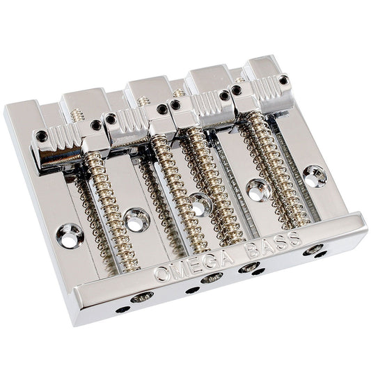 NEW OMEGA 4-String Grooved Bass Bridge for Top Load Fender P/Jazz Bass - CHROME