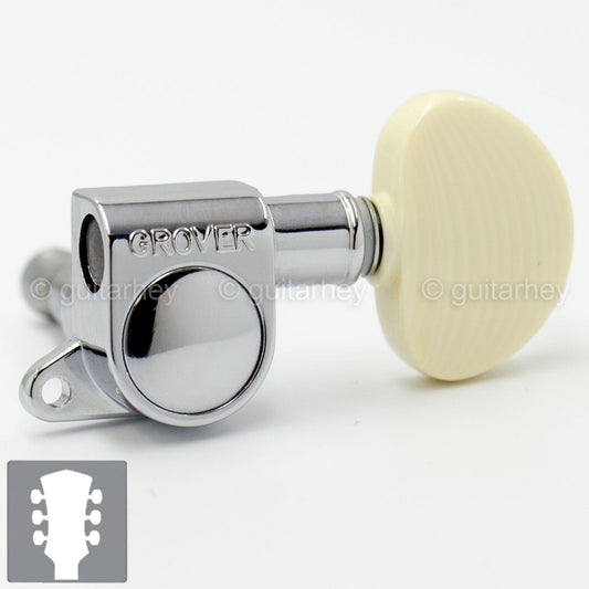 NEW Grover 205C Mini Rotomatic SET w/ LARGE SIMULATED IVORY Buttons 3x3 - CHROME