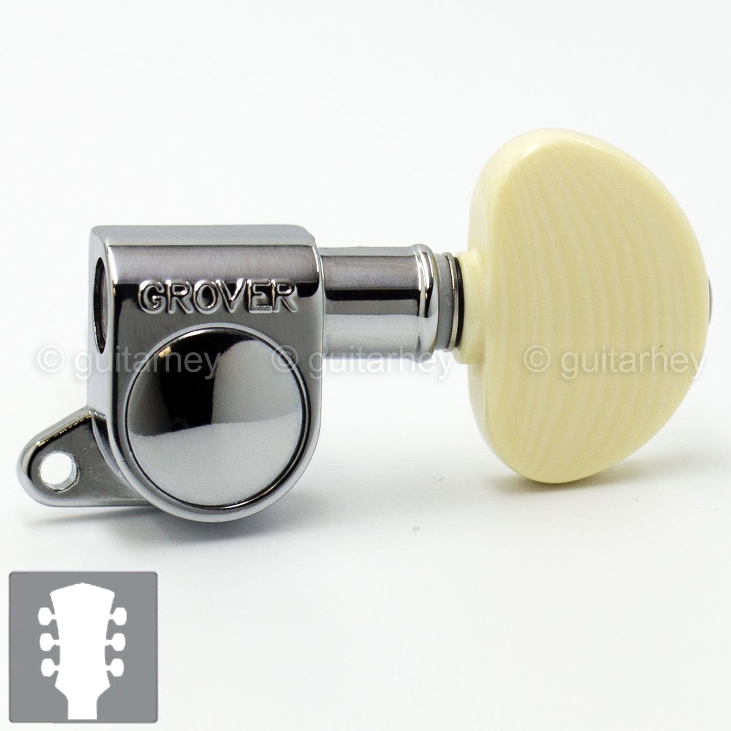 NEW Grover 205C Mini Rotomatic SET w/ LARGE SIMULATED IVORY Buttons 3x3 - CHROME