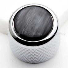 Load image into Gallery viewer, NEW (1) Q-Parts Guitar Knob CHROME with ACRYLIC BLACK PEARL on Dome KCD-0050