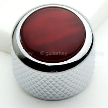 Load image into Gallery viewer, NEW (1) Q-Parts Guitar Knob CHROME with ACRYLIC RED PEARL on Dome KCD-0056