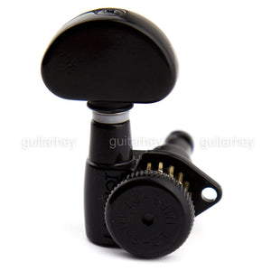 NEW Hipshot Grip-Lock Open-Gear TUNERS w/ Large DOME Buttons D02 Set 3x3 - BLACK