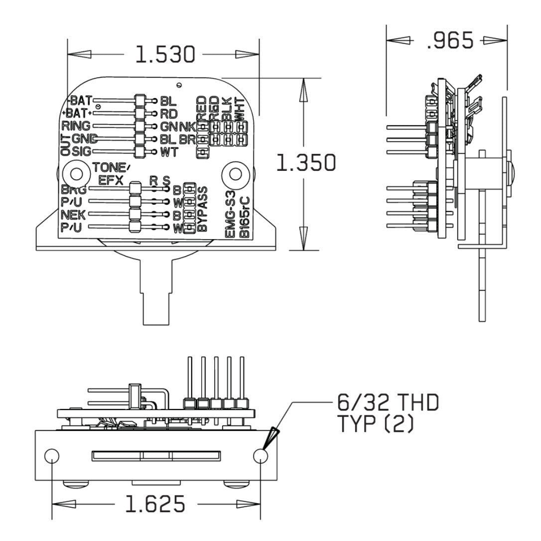 NEW EMG 3 Position STRAT Switch SOLDERLESS 3 WAY for Active Pickups w/ Hardware