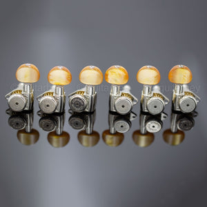 NEW Hipshot Grip-Lock Open-Gear LOCKING Tuners SMALL AMBER Buttons 3x3 - NICKEL