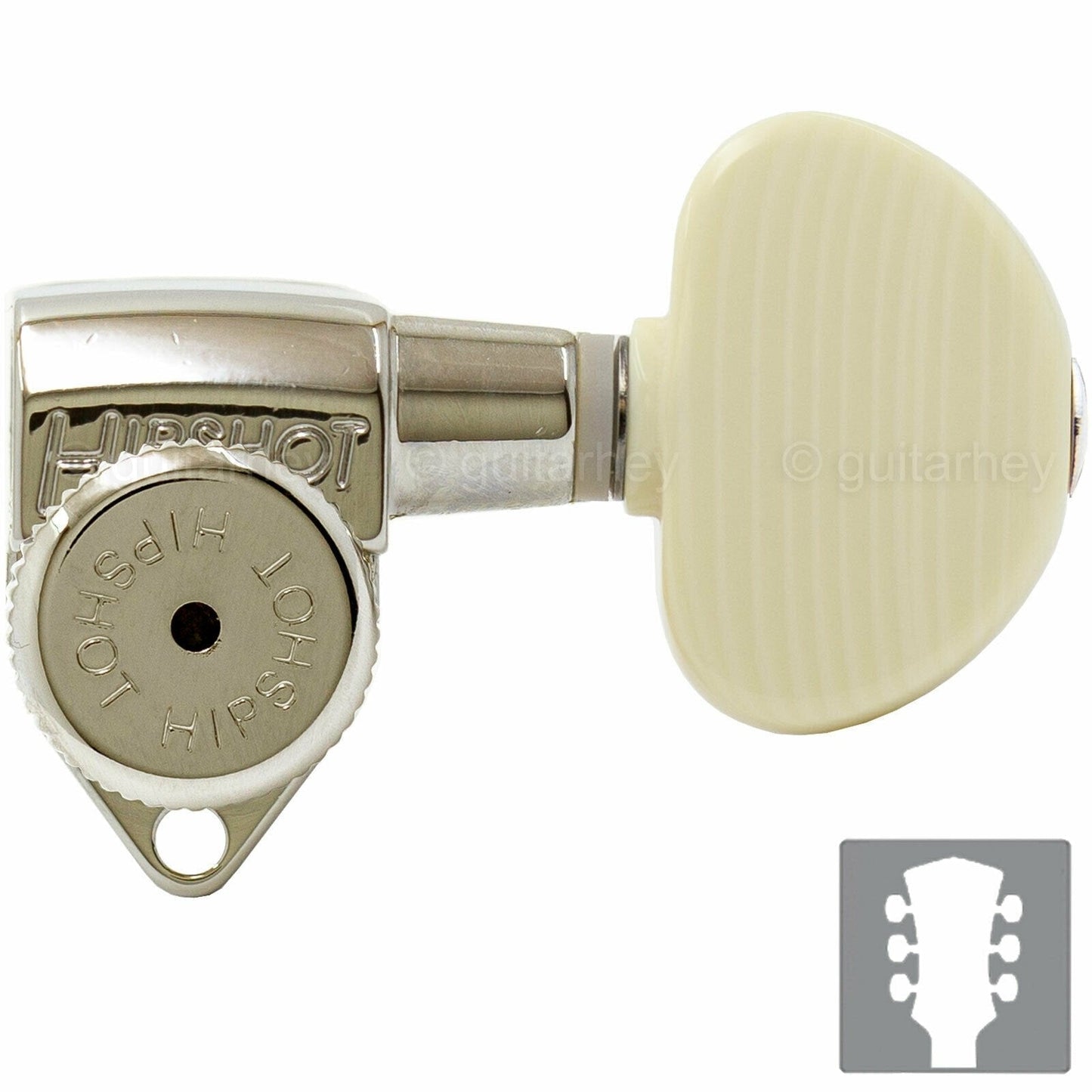 NEW Hipshot Grip-Lock Open-Gear LOCKING Keys SIMULATED IVORY Buttons 3x3 NICKEL