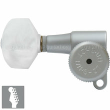 Load image into Gallery viewer, Hipshot 6-in-Line Mini LOCKING Tuners w/ PEARLOID LEFT-HANDED, SATIN CHROME
