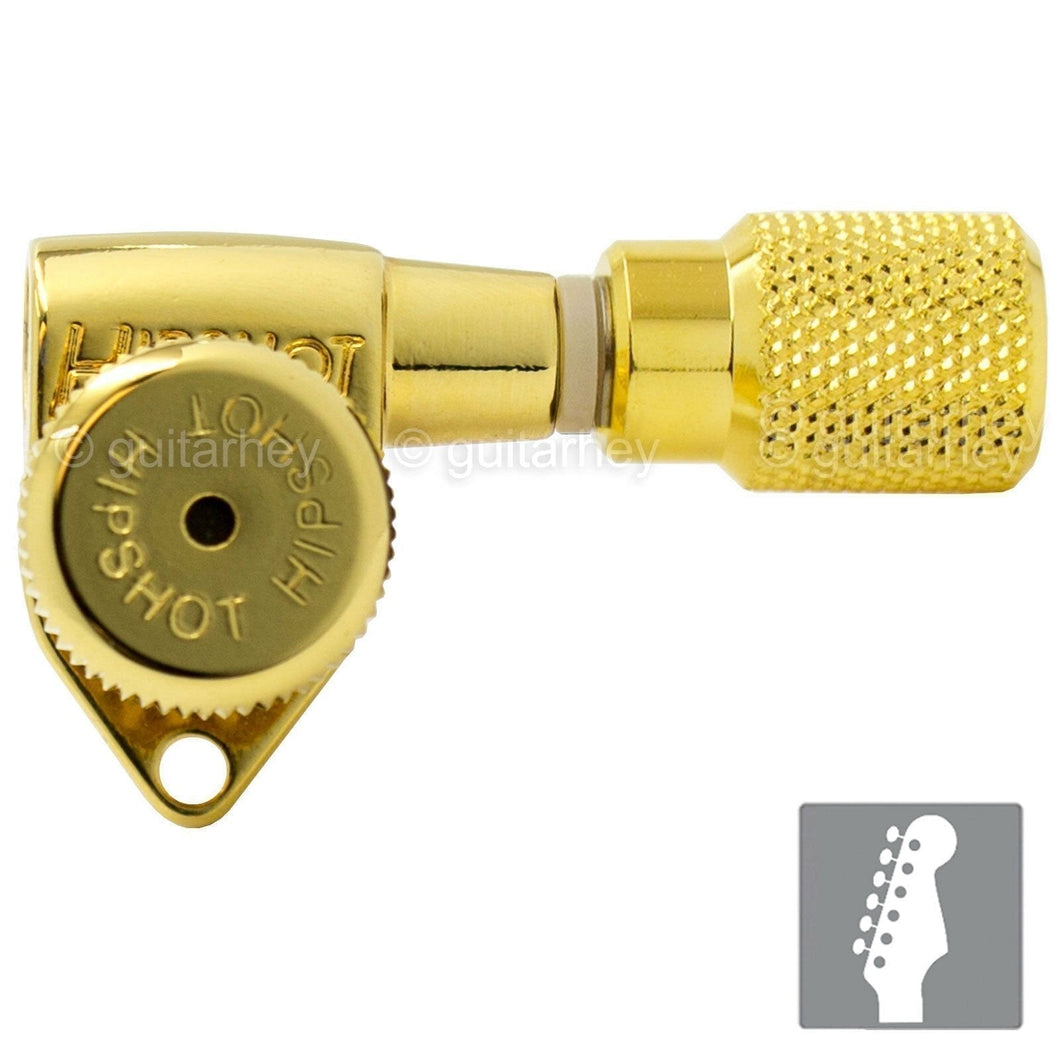 NEW Hipshot 6-in-Line STAGGERED Grip-Locking Open-Gear KNURLED Buttons - GOLD