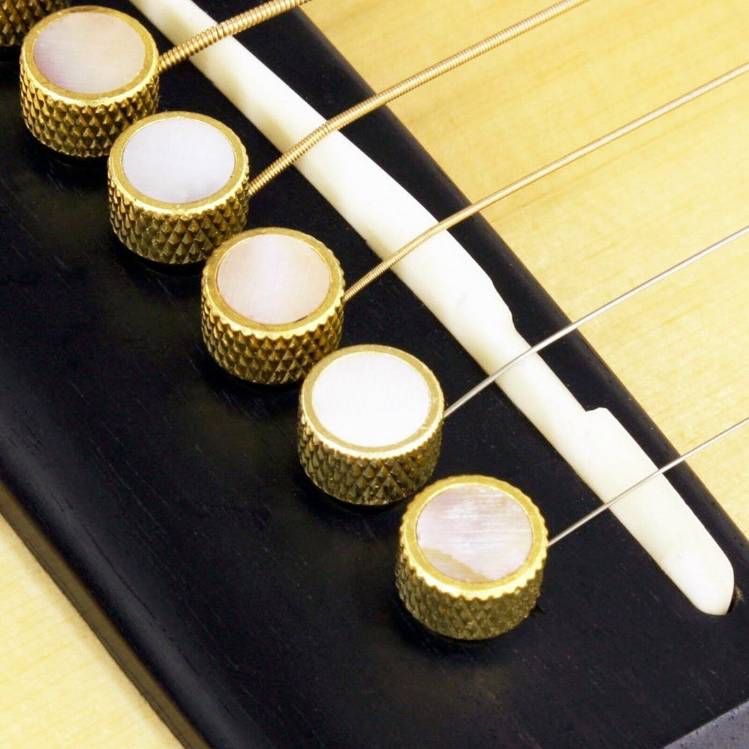 NEW Bridge Pin Set Tone Pin for Acoustic Guitars TP3M - SOLID BRASS PEARL INLAY