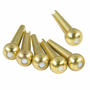 NEW Bridge Pin Set Tone Pin for Acoustic Guitars TP4T - SOLID BRASS W/ PEARL DOT